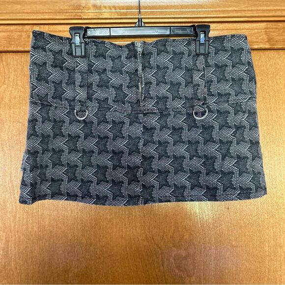 Tripp NYC Black & Grey Star Zipper Micro Skirt Goth Y2K Size XXL - Picture 6 of 12